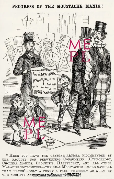 : Progress of the moustache mania! 1853 : Progress of the moustache mania! 1853