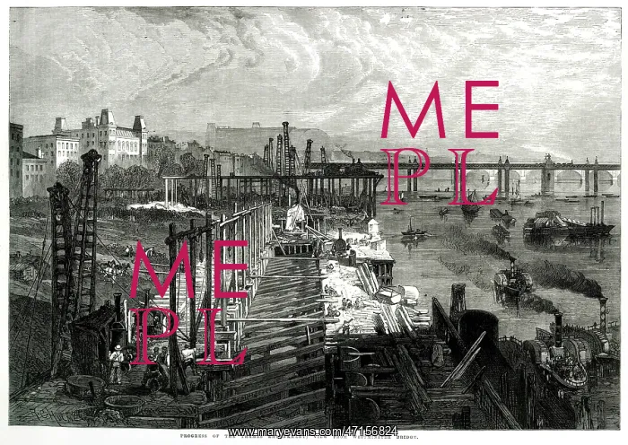 : Progress on Thames Embankment 1865 : Progress on Thames Embankment 1865