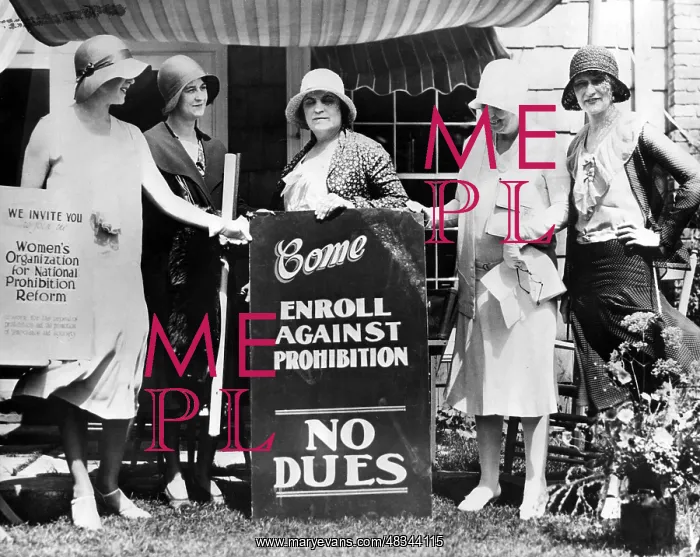 : Prohibition: Women demonstrate against the : Prohibition: Women demonstrate against the
