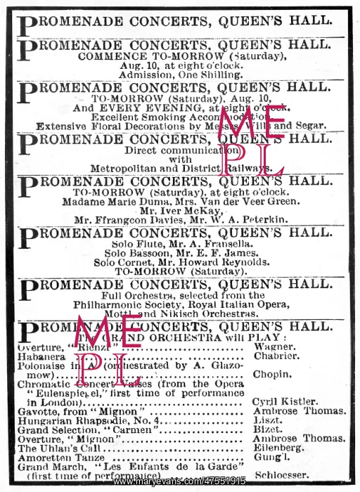 : Proms concert programme, 1895 : Proms concert programme, 1895