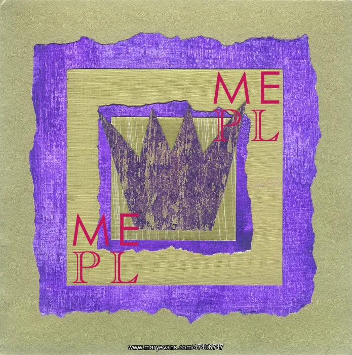 : Four pronged crown in gold and purple borders : Four pronged crown in gold and purple borders