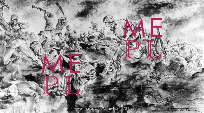 : Propaganda drawing of an SS attack, 1942 : Propaganda drawing of an SS attack, 1942