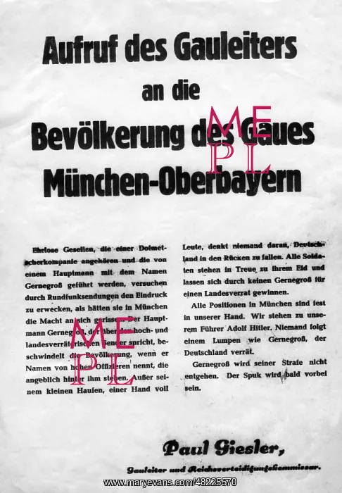 : Propaganda poster against a resistance action in Munich : Propaganda poster against a resistance action in Munich