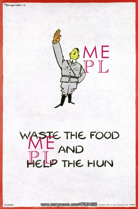 : Propaganda poster: waste the food and help the hun : Propaganda poster: waste the food and help the hun
