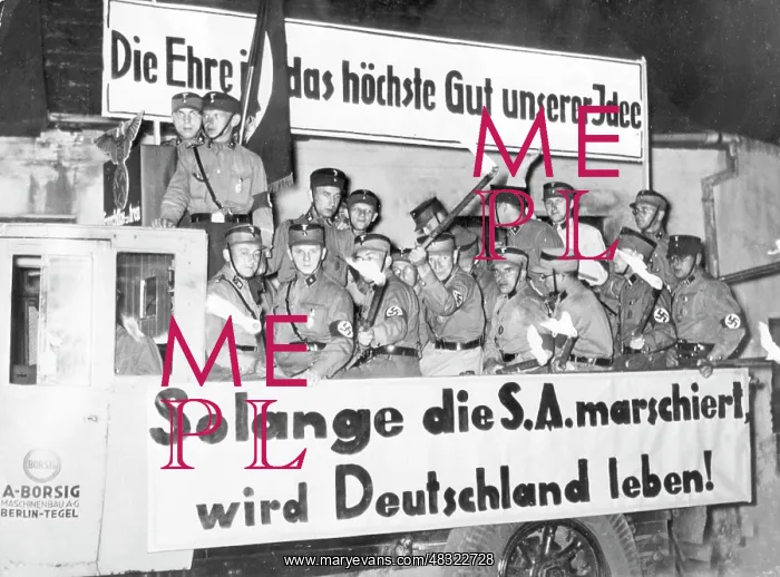 : Propaganda trip of the SA with torches, circa 1920s : Propaganda trip of the SA with torches, circa 1920s