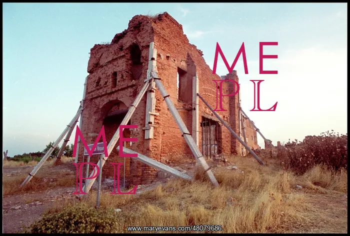 : Proped up building, Belchite, Spain : Proped up building, Belchite, Spain