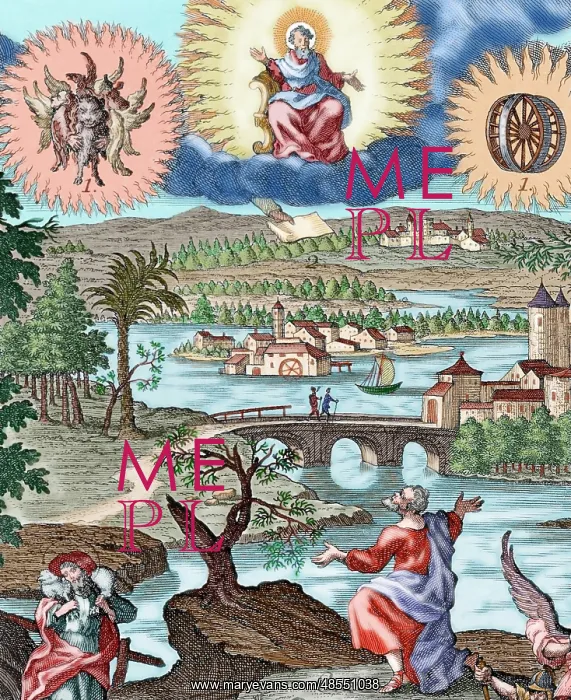  : Prophet Ezekiel. Vision. Colored engraving