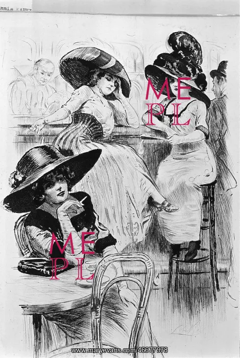 : prostitution, prostitutes in bar, drawing by : prostitution, prostitutes in bar, drawing by