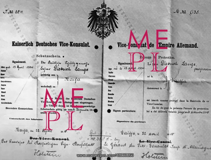 : Protection certificate for Palestine Germans : Protection certificate for Palestine Germans