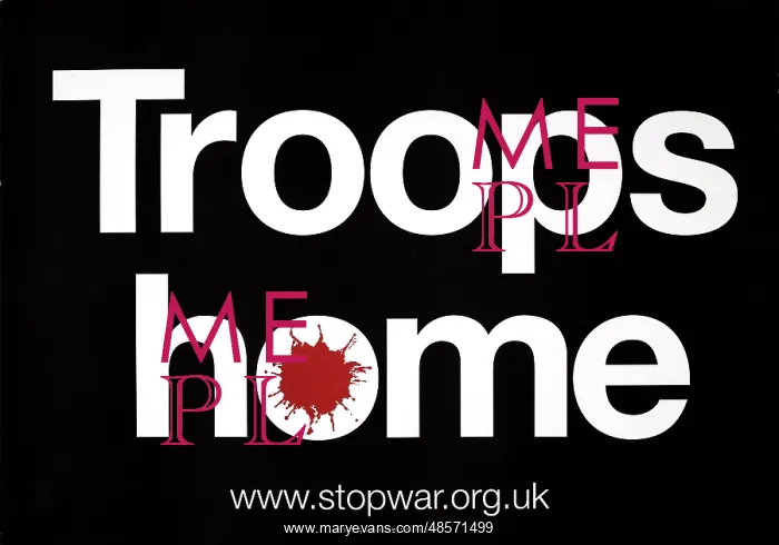: Protest placard printed with ?Troops home?, 2006-2011 : Protest placard printed with ?Troops home?, 2006-2011