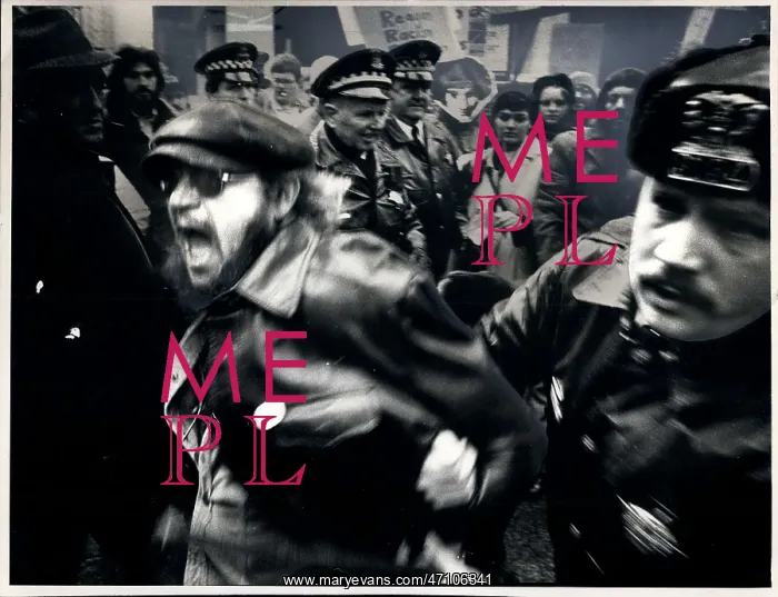 : Protester at Reagan inauguration, Washington : Protester at Reagan inauguration, Washington