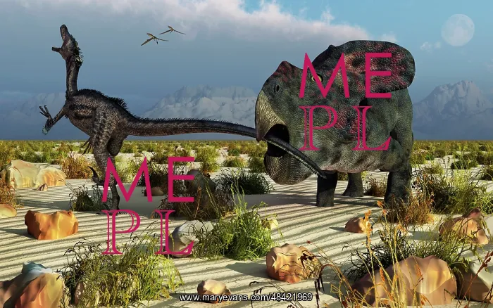 : A Protoceratops biting the tail of an attacking Velociraptor : A Protoceratops biting the tail of an attacking Velociraptor