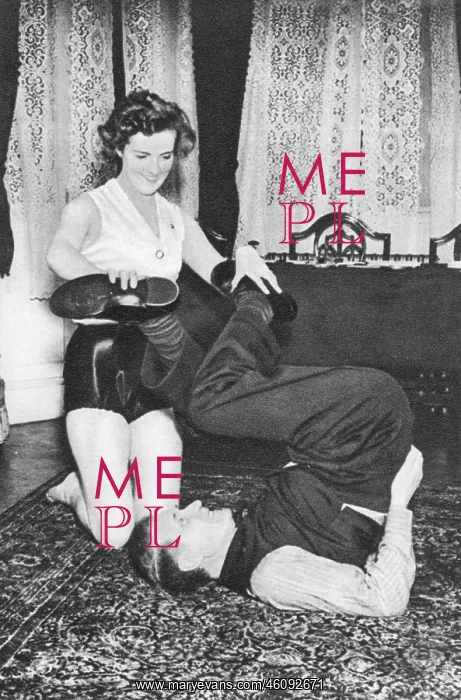 : Prunella Stack maniuplating Herbert Barker's legs, 1939 : Prunella Stack maniuplating Herbert Barker's legs, 1939