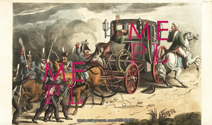 : Prussian soldiers capturing Napoleon's coach after : Prussian soldiers capturing Napoleon's coach after