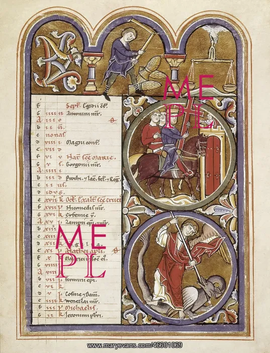 : Psalter of Saint Elizabeth. 1200s. September : Psalter of Saint Elizabeth. 1200s. September