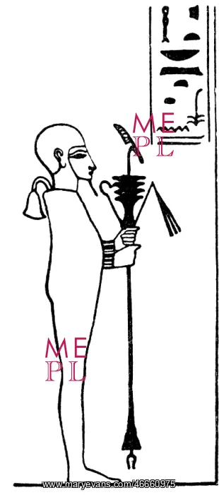  : Ptah, Egyptian deity, drawing after Egypt relief