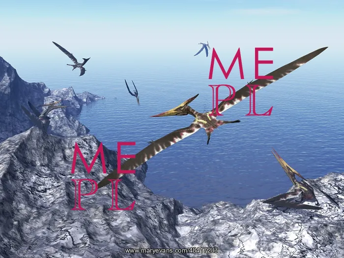 : Pteranodon birds flying above coastal rocks on a beautiful ? : Pteranodon birds flying above coastal rocks on a beautiful ?