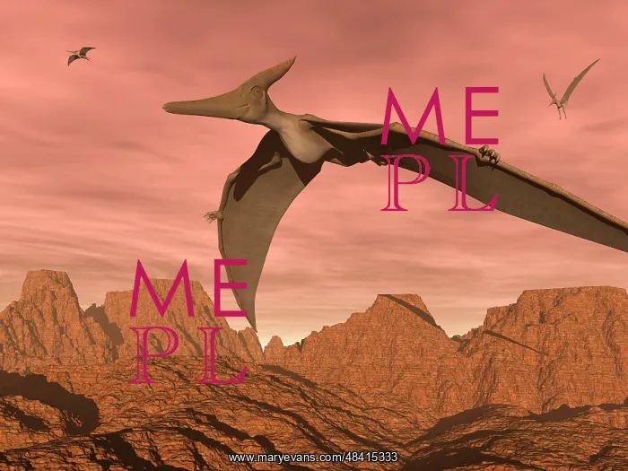 : Three pteranodon dinosaurs flying above rocky landscape : Three pteranodon dinosaurs flying above rocky landscape