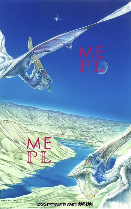 : Pteranodon longiceps flying over mountainous terrain : Pteranodon longiceps flying over mountainous terrain