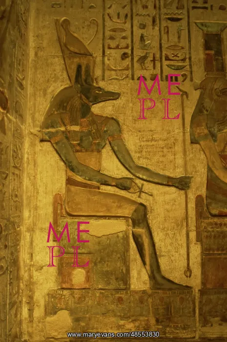 : Ptolemaic temple of Hathor and Maat. Anubis. Seated figure : Ptolemaic temple of Hathor and Maat. Anubis. Seated figure