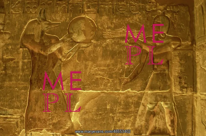 : Ptolemaic temple of Hathor and Maat. Anubis. Egypt : Ptolemaic temple of Hathor and Maat. Anubis. Egypt
