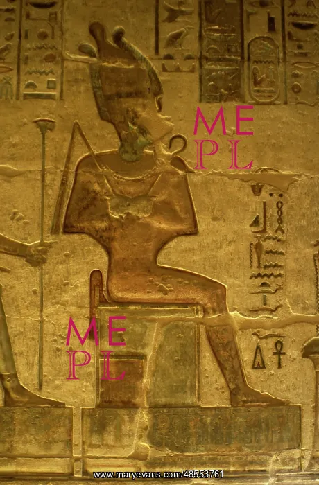 : Ptolemaic temple of Hathor and Maat. God Osiris. Seated figu : Ptolemaic temple of Hathor and Maat. God Osiris. Seated figu