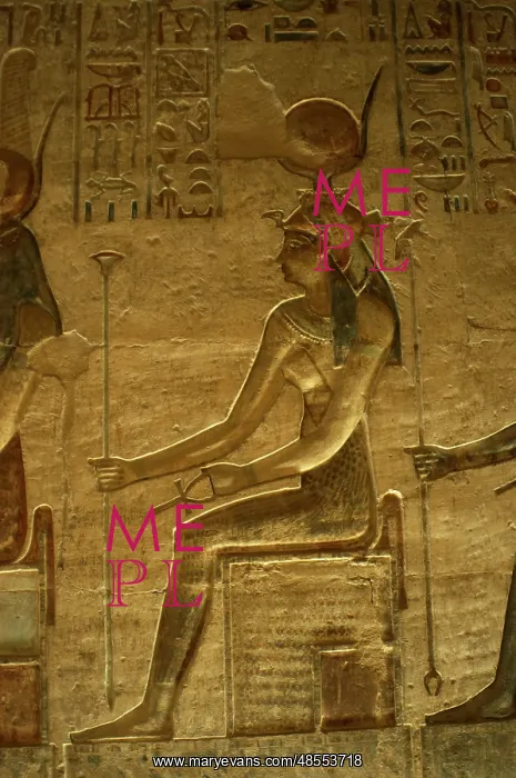 : Ptolemaic temple of Hathor and Maat. Hathor. Seated figure : Ptolemaic temple of Hathor and Maat. Hathor. Seated figure