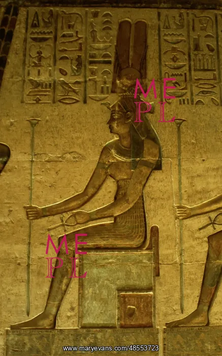 : Ptolemaic temple of Hathor and Maat. Hathor. Seated figure : Ptolemaic temple of Hathor and Maat. Hathor. Seated figure