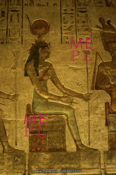 : Ptolemaic temple of Hathor and Maat. Hathor. Seated figure : Ptolemaic temple of Hathor and Maat. Hathor. Seated figure