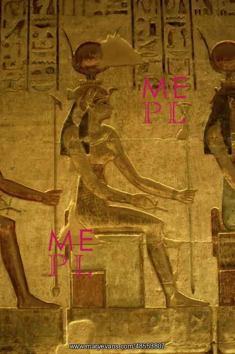 : Ptolemaic temple of Hathor and Maat. Hathor. Seated figure : Ptolemaic temple of Hathor and Maat. Hathor. Seated figure