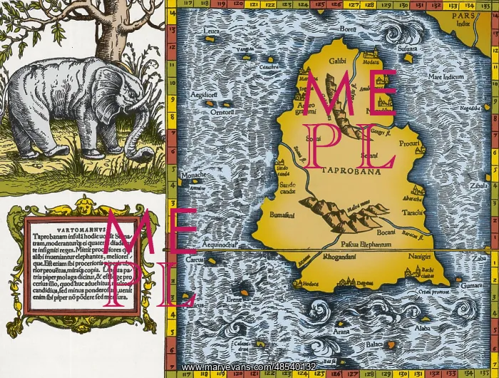 : Ptolemy's Map of Ceylon, 2nd Century : Ptolemy's Map of Ceylon, 2nd Century