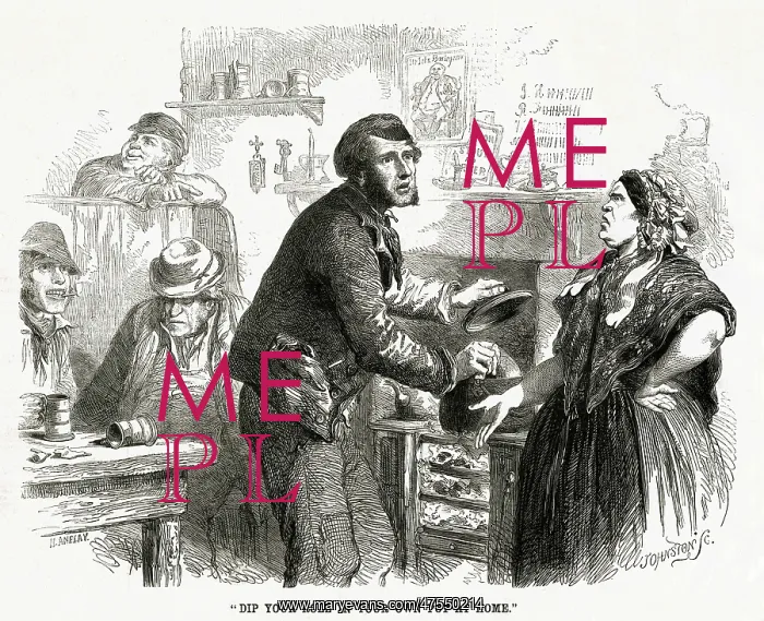 : Pub landlady stops snack, 1858 : Pub landlady stops snack, 1858