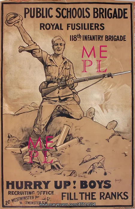 : Public Schools Brigade poster, WW1 : Public Schools Brigade poster, WW1