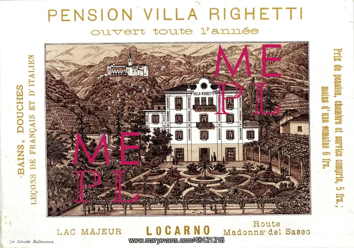  : Publicity Card, Pension Villa Righetti, Locarno, Italy
