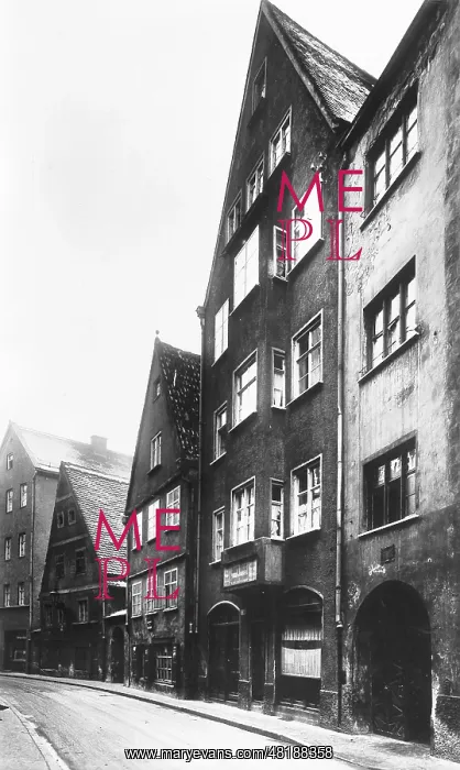 : Publishing house in the Pfladerergasse in Augsburg, 1935 : Publishing house in the Pfladerergasse in Augsburg, 1935