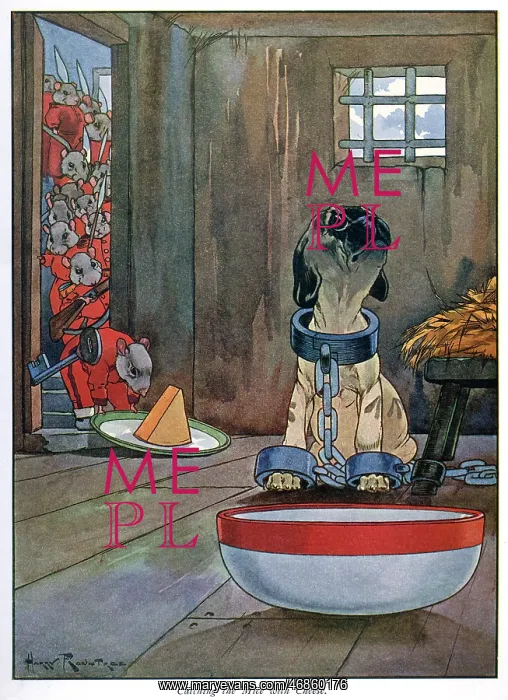 : Pug Peter -- chained dog in prison cell : Pug Peter -- chained dog in prison cell