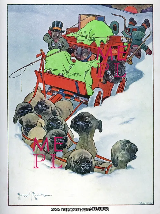 : Pug Peter -- dogs pulling coach through snow : Pug Peter -- dogs pulling coach through snow
