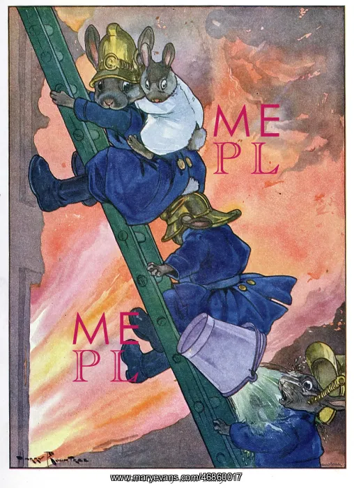 : Pug Peter -- mouse firemen on a ladder : Pug Peter -- mouse firemen on a ladder