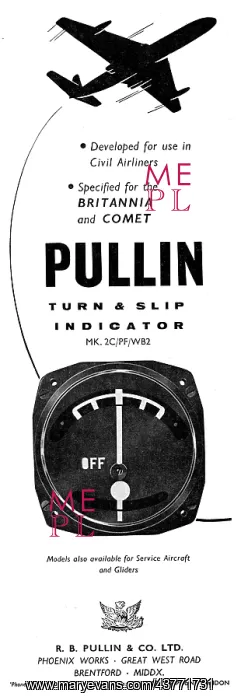 : Pullin Flight Instruments. Pullin Turn & Slip Indicator : Pullin Flight Instruments. Pullin Turn & Slip Indicator