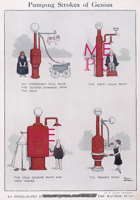 : Pumping Strokes of Genius by William Heath Robinson : Pumping Strokes of Genius by William Heath Robinson