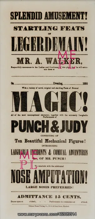 : Punch and Judy poster 1855 : Punch and Judy poster 1855