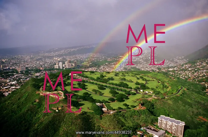 : Punchbowl Memorial Cemetery and Double Rainbow : Punchbowl Memorial Cemetery and Double Rainbow
