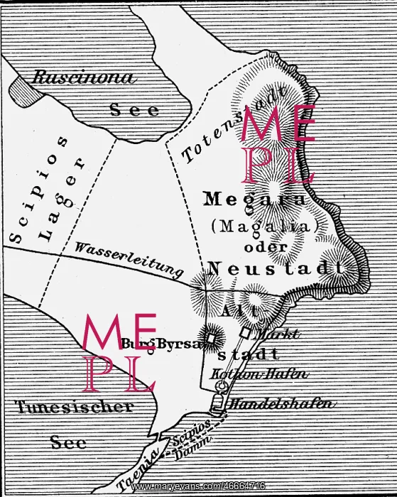 : Third Punic War 149 - 146 BC, map of Carthage : Third Punic War 149 - 146 BC, map of Carthage