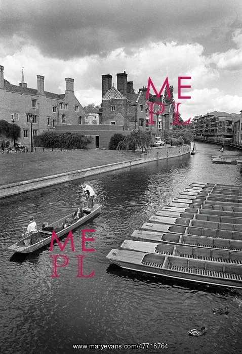 : Punting on the River Cam in Cambridge, England : Punting on the River Cam in Cambridge, England