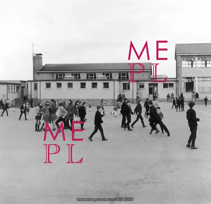: Pupils in secondary school playground, Wales : Pupils in secondary school playground, Wales