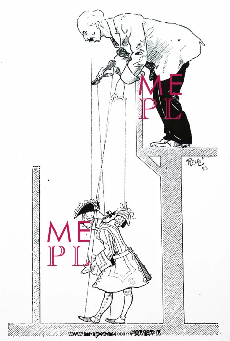 : Puppet master manipulating a marionette : Puppet master manipulating a marionette
