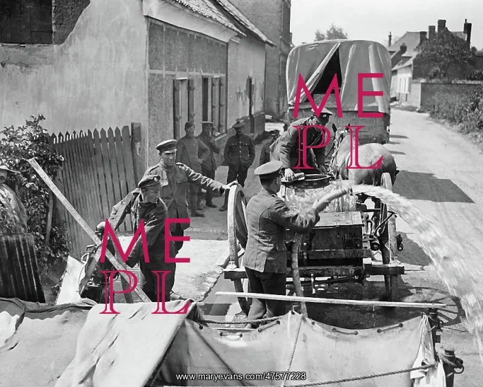 : Purifying river water for British troops, Western Front, WW1 : Purifying river water for British troops, Western Front, WW1