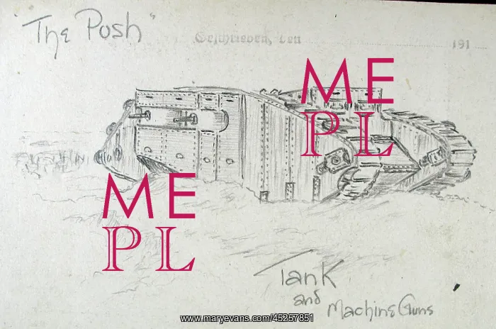 : The Push Tank and Machine Guns - German Field Postcard : The Push Tank and Machine Guns - German Field Postcard