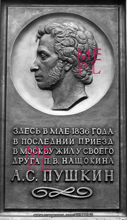 : Pushkin bronze bas-relief plaque : Pushkin bronze bas-relief plaque