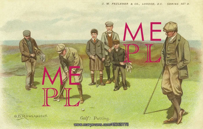 : Golf: Putting. Group of Edwardian gentlemenplaying golf : Golf: Putting. Group of Edwardian gentlemenplaying golf